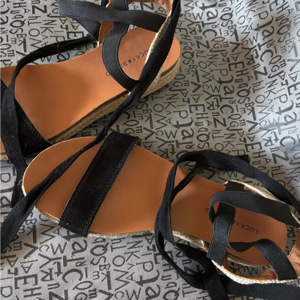 Lucky Brand Black Lace-Up Espadrille Sandals - Picture 2 of 4